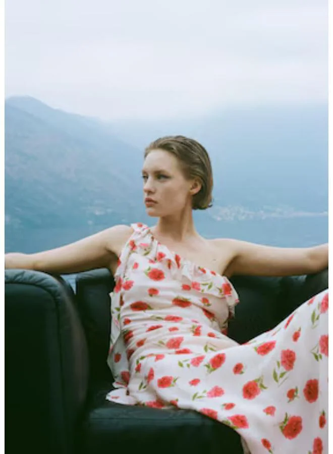 MANGO  floral one-shoulder dress for Women | Best Price UAE